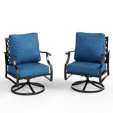MIXPATIO, 2 Pack, Swivel Rocking Chairs, Metal, Peacock Blue
