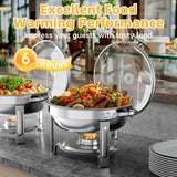 GGIU Chafing Dishes for Buffet Set: 100% Pre-Installed Chafers for Catering - Round Chafing Dish Buffet Set with Lids | Chafers and Buffet Warmers Sets | Serving Food Warmer | Chafers Servers Sets