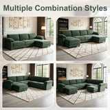 112'' Oversize L Shaped Modular Cloud Sectional Sofa, Deep Seat Sofa, Green