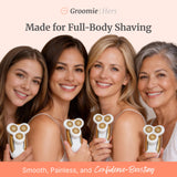 Groomie Hers LuxePro Electric Body Shaver for Women – Women's Rotary Shaver, Razors for Women Sensitive Skin, Wet/Dry Cordless Rechargeable Hair Remover for Legs, Head, Arms & Underarms