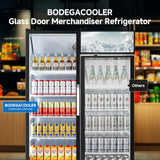 BODEGACOOLER Commercial Merchandiser Refrigerator, 36.8 Cu.Ft Upright Display Beverage Cooler, 2 Glass Door Display Refrigerator (Black)