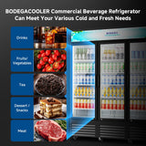 Commercial Merchandiser Refrigerator,3 Glass Door Commercial Beverage Refrigerator, Beverage Display Cooler with Soft LED Light, 53 Cu. Ft,Black