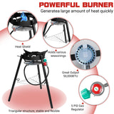 RYHOFOUD Paella Pan Set with Burner, 16 Inch Carbon Steel Outdoor Pan and Reinforced/Adjustion Legs