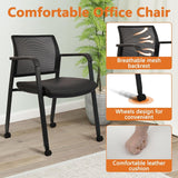 Stacking Office Chair with Wheels, Mesh Back Waiting Room Guest Chairs