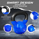 Yes4All 15 lb Kettlebell Weight Vinyl Coated Cast Iron for Dumbbell Weights Exercises, Gym, Fitness, Full Body Workout Equipment Push up, Grip and Strength Training, Blue Yes4All