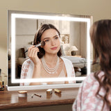 ROLOVE 23x18 Inch Lighted Vanity Mirror, 3-Color Dimmable LED & Touch Control - Large Makeup Mirror for Dressing Room (Wall/Tabletop Mount)