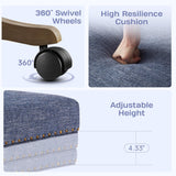 Upholstered Armless Office Chair Fabric Swivel Home Desk Chair with Wheels