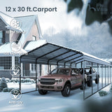 PHI VILLA 12x30 Carport, Metal Carports Canopy Heavy Duty Car Port Garage
