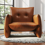 NessCarsti Lazy Chic Single Sofa, Button Tufted Deep Seat Chair, Orange