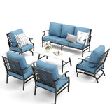 MIXPATIO 6-Piece Patio Conversation Set, Rocking Chairs, Coffee Table