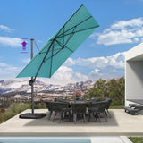 PURPLE LEAF Patio Telescopic Umbrella 11.5' x 11.5' Tilt Turquiose