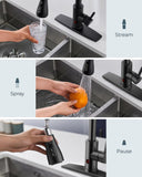 FORIOUS Black Touchless Kitchen Faucet with Soap Dispenser, Hands-Free, Smart Motion Sensor, Contemporary Bar Sink Faucet with Pull Down Sprayer for Farmhouse RV Camper