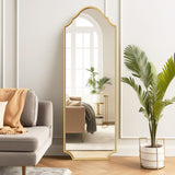 WallBeyond Arched Full Length Mirror Wall Mounted, 65"x22" Gold Metal Frame Full Body Mirror for Bedroom, Living Room, Hanging or Leaning Against Wall Full Size