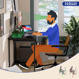 Pamray 39 Inch Computer Desk with Monitor Stand Small Home Office Desks with Non-Woven Storage Drawer