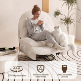 Oversized Swivel Rocker Recliner, Power Glider Recliner Chair for Adults, Zero Gravity Recliner, with Adjustable Headrest and Footrest, 270° Electric Nursery Rocking Chairs for Living Room Bedroom