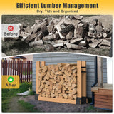 Jusgym 4 Pack Firewood Rack Outdoor Indoor, Heavy-Duty Plastic Firewood Rack Brackets Kit with 8 Support Bars, 3.5mm Thick Adjustable Fire Wood Storage Racks with Drainage Holes