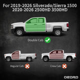 OEDRO Running Boards Compatible with 2019-2026 Chevy Silverado/GMC Sierra 1500 Double/Extended Cab, 2020-2026 2500HD 3500HD, Two Stairs Square Side Steps Rails, Black Steel Nerf Bars