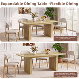 LEYAOYAO Extendable Dining Table for 4-6,63"–79" with Fluted Base(Natural)