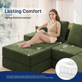 Living&Giving 101" U-Shaped Cloud Sectional Couch for Living Room, Cloud Boneless Couch-No Assembly with Reversible Chaise, Customizable 3-Seat Modular Sectional Sofa with 2 Ottoman, Green