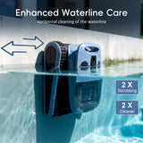 (2026 New) 240-Min Cordless Robotic Pool Cleaner, Wall-Climbing, 2 Brushes&Motors, Enhanced Waterline Care, Smart Wavepath Navigation, Pool Robot for Inground Pools up to 3,230 Sq.ft