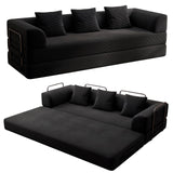 Living&Giving 89" Cloud Boneless Convertible Sofa Bed, 5-in-1 Foldable Compressed High-Density Sponge Sofa, Corduroy Fabric 3 Seater Sleeper Couch Futon Daybed for Living Room Bedroom (Black)