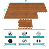 Sorbus 48 Sq. Ft. Wood Grain Floor Tiles Foam Mat EVA Interlocking Mats Tile 3/8-Inch Thick Flooring Wood Puzzle Exercise Mats w/Borders - Home Playroom Basement, Apartment, Trade Show, Baby, Dance