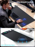 Mouse Pad with Magnetic Wireless Charging & Adjustable Phone Stand, 31.5"x15.8" Extended Desk Mat, Waterproof Ultra-Smooth Keyboard Pad, Non-Slip Base, Black