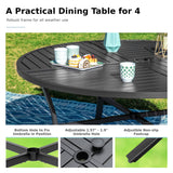 MFSTUDIO 5 PCS Outdoor Dining Set, Round Table & Aluminum Chairs, Beige