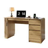 ZenXity Farmhouse 55" Computer Desk with Charging Station, Wooden Home Office Executive Desk with 3 Drawers and Fluted Storage, Study Table Workstation