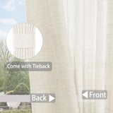 Macochico 150”Wx96”L Pinch Pleated Sliding Door Curtains with Hooks and Tieback, Natural Linen Drapes for Patio Doors Living Room Bedroom Home Office Divider with Tieback, Beige, 1 Panel
