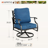 MIXPATIO, 2 Pack, Swivel Rocking Chairs, Metal, Peacock Blue