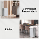 90 Liter Open Top Stainless Steel Slim Commercial Trash Can, Tall Kitchen Garbage Bin