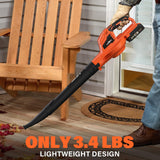 SOYUS Leaf Blower, 20V Leaf Blower Cordless with 2x2.0Ah Battery and Charger, 150 MPH Electric Leaf Blowers with Two-Speed Mode, Blowers for Lawn Care, Debris Dust Cleaning(Orange)