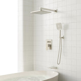 Gabrylly Shower System with Tub Spout, Wall Mounted Tub Shower Faucet Set for Bathroom with High Pressure 10" Rain Shower head and 3-Setting Handheld Shower Head Set, Brushed Nickel