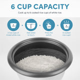 6-cup (cooked) 1.5 Qt. One Touch Rice Cooker, White (ARC-363NG), 6 cup cooked/ 3 cup uncook/ 1.5 Qt. AROMA