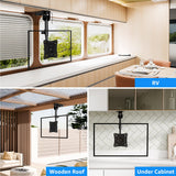 MOUNTUP Folding Under Cabinet TV Mount, VESA 75x75mm & 100x100mm Flip Down & Swivel TV Bracket for Most 13-32" LCD Screens up to 22 Lbs, Height Adjustable Space Saving Under Counter Mount for RV