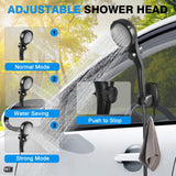 Portable Camping Shower with 5 Gallon Water Jug, 6000mAh Rechargeable Outdoor Camping Shower Kit, IPX7 Waterproof Pump BPA Free Water Containers Camp Essentials Green