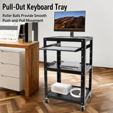Mobile AV Cart, 4-Tier Rolling Equipment Workstation with Wheels