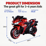 Kids Electric Motorcycle, 12V Kids Ride on Car LED Lights, Music Player & Horn with Training Wheels, Pedal, MP3, USB Port, Electric Motorcycle for Children Ages 3+, Gift for Boys & Girls（Red）