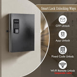 32 Key Lock Box Wall Mount, Smart Key Cabinet One Time Password/APP Bluetooth/Fixed/Wi-Fi Remote/Key Unlock DiDiHere