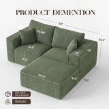 Modular Sectional Sofa with Ottoman, 79" L-Shaped Cloud Couch, Green