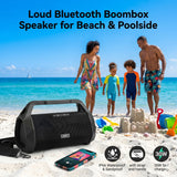 NSY Audio 120W Outdoor Boombox, Portable Waterproof Bluetooth Speaker with TWS, Punchy Bass, Built-in Strap & Handle, 30H Playtime for Parties, Beach, Gym, Patio