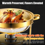 Chafing Dishes Buffet Food Warmer - Parties Servers Trays Catering Dish Warming Display Set - Chafers Keep Warm Serving Tray Round Heating Kit with Burners 4 Set Gold