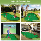Golf Putting Green, 5x10ft Thickening Golf Putting Mat Professional Practice Training Mat with 3 Cups, 3 Flags and Realistic Turf, for Indoor Outdoor Home Backyard, Ideal Gift for Men Golfers Dad