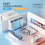 ROVSUN 12000 BTU Window Air Conditioner with Heat, Window AC Unit & Heater Combo with APP & Voice Smart Control, Timer Function & Easy Installation Kit, Work with Alexa/Google Assistant, 208/230V