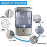 PLUSSEN Automatic Sensor Soap Dispenser Wall Mount Silver, Touchless Induction Hand Sanitizer Dispenser for Bathroom with Gel or Liquid, 20 Oz