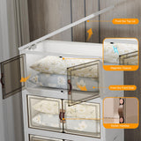 UAMFURI Extra Large Stackable Storage Bins with Lids & Wheels & Door, 480QT-160QT/40GAL*3Pack Foldable Collapsible Closet Organizers, Plastic containers drawers for bedroom Dorm