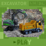 IQKidz Remote Control Excavator Toys for Boys 4-7 Yrs Old - Best Birthday Gift for Kids Age 3 5 8 9 10+, Metal Shovel Construction Vehicles with Light Sound, Rechargeable RC Tracked Digger
