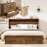 LUXOAK Twin Murphy Cabinet Bed with with Storage & Charging Station