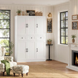 HITHOS 71" Tall Kitchen Pantry Storage Cabinet w/Drawers & Shelves, White